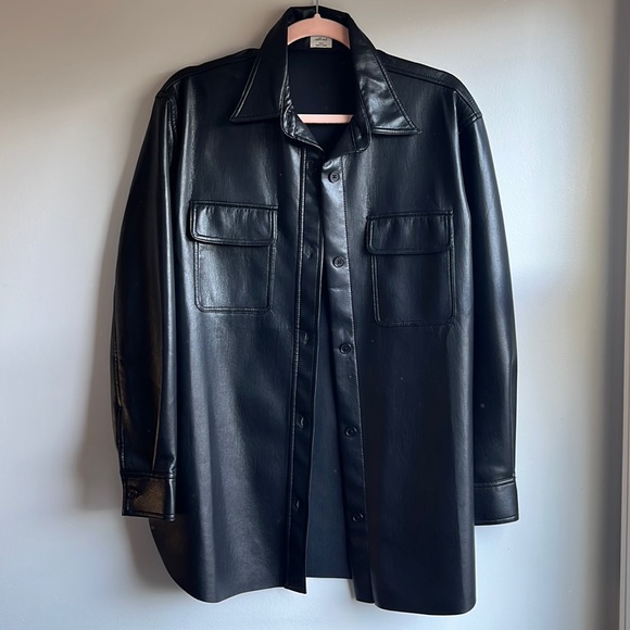 Aritzia Tops Aritzia Vegan Leather Belek Button Down Shirt Poshmark